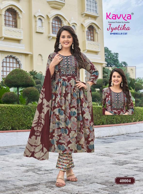 Kavya jyotika vol 40 umbrella cut 3pcs kurtis wholesale